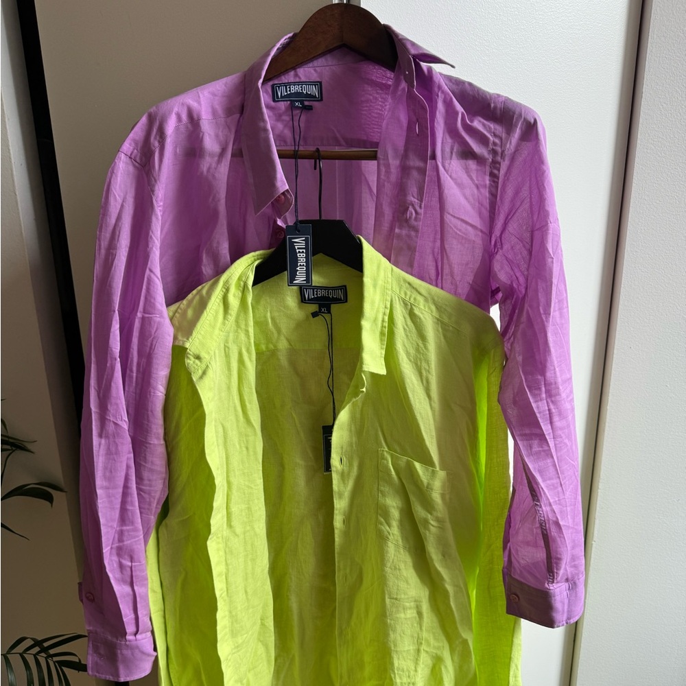 Two cotton Vilberquin shirts with tags on never worn in XL (fits closer to L)